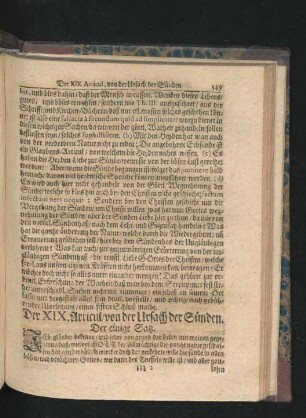 Der XIX. Articul/ von der Ursach der Sünden.