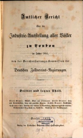 Amtlicher Bericht über die Industrie-Ausstellung aller Völker zu London im Jahre 1851, 3
