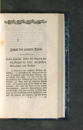 Inhalt des zweyten Theils