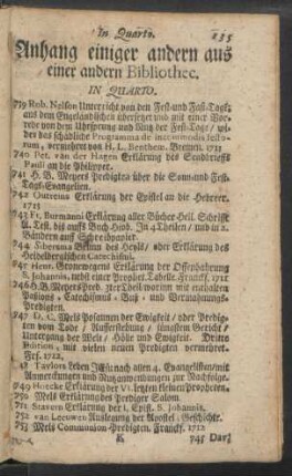 Anhang einiger andern aus einer andern Bibliothec