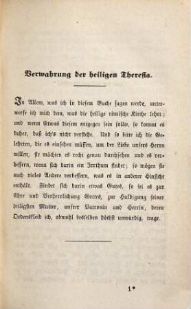 Die sämmtlichen Schriften der heiligen Theresia von Jesu, Dritter Band. Weg zur Vollkommenheit : beschrieben von der heiligen Theresia von Jesu