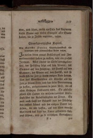 Einundzwanzigstes Kapitel. Wie Sancho Pansas Statthalterschaft ein trauriges und jämmerliches Ende nahm.