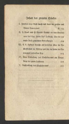 Inhalt des zweyten Stückes