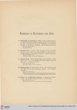 Arbeiten in Elfenbein und Bein (Nr. 296 - 316)