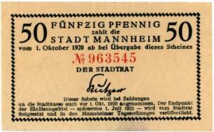Geldschein / Notgeld, 50 Pfennig