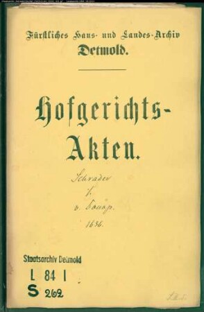 Schrader, Johann gegen Christoph von Donop - Schuldforderung