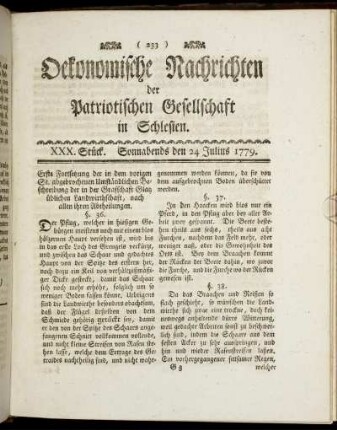 XXX. Stück. Sonnabends den 24 Julius. 1779.