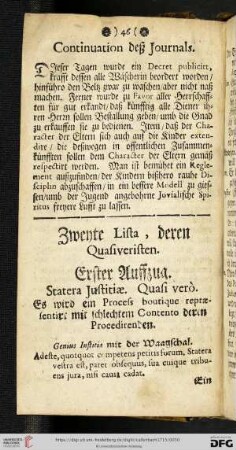 Zweyte Lista, deren Quasiveristen
