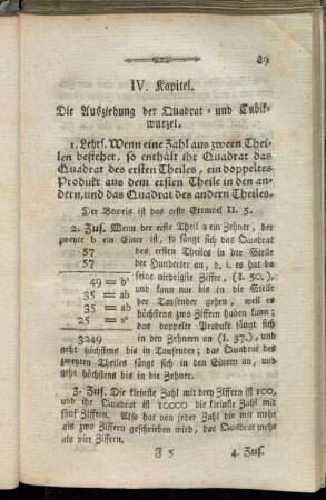 IV. Kapitel. Die Ausziehung der Quadrat- und Cubikwurzel.
