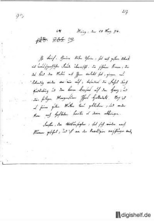 64: Brief von Wilhelm Heinse an Johann Wilhelm Ludwig Gleim
