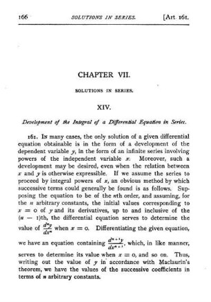Chapter VII. Solutions in Series.