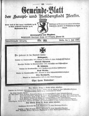 1917,22: Nr. 22, 3. Juni 1917