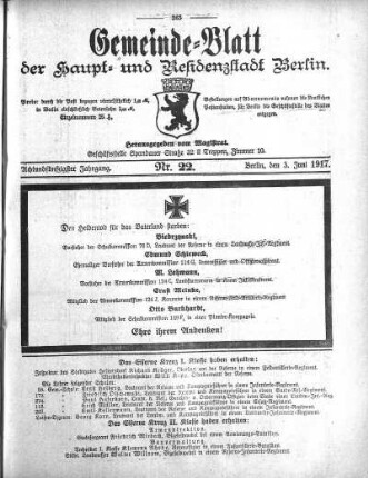 1917,22: Nr. 22, 3. Juni 1917