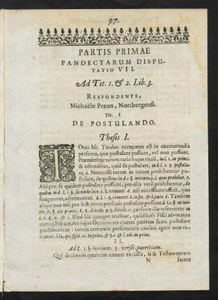 97-112, Partis Primae Pandectarum Disputatio VII