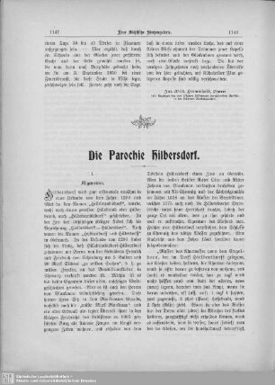 Die Parochie Hilbersdorf