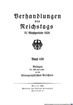 Verhandlungen des Reichstages. Stenographische Berichte, 436. 1928