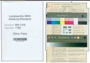 Entnazifizierung Franz Claus , geb. 07.03.1891 (Friseurmeister)