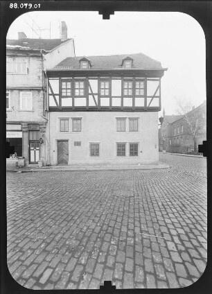 Quedlinburg, Lange Gasse 33. Ehem. Kaufmannshof "Weißer Engel" (1623). Straßenfront