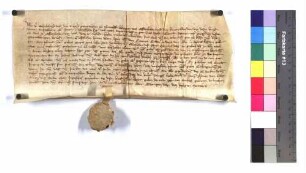 Urkunde des Gerichts zu Bruchsal über den Verkauf von 1 Pfund Heller aus 2 Morgen Wiesen am Forstersteg von Konrad Frunt daselbst an das Kloster Herrenalb.