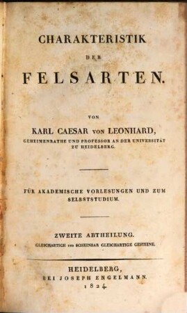 Charakteristik der Felsarten : für akademische Vorlesungen und zum Selbststudium, 2. Gleichartige und scheinbar gleichartige Gesteine