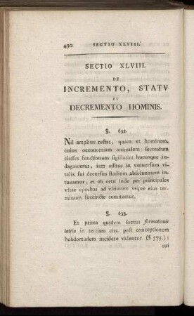 Sectio XLVIII. De Incremento, Statu et Decremento Hominis