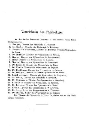 Verzeichniss der Teilnehmer