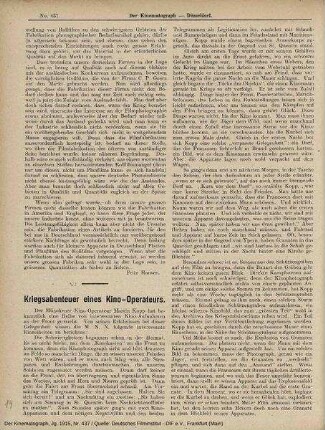 Kriegsabenteuer eines Kino-Operateurs