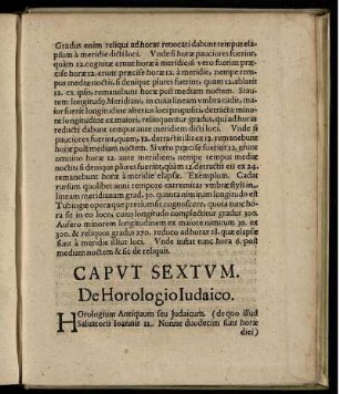 Caput Sextum. De Horologio Iudaico