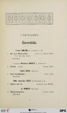 I. Abteilung. Gemälde (Nr. 1-131)