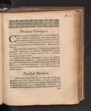 Facultas Theologica.
