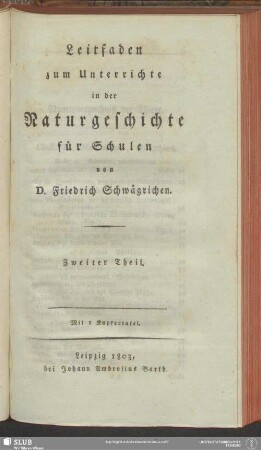 2: Leitfaden zum Unterrichte in der Naturgeschichte für Schulen