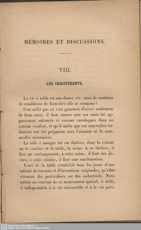Mémoires et discussions