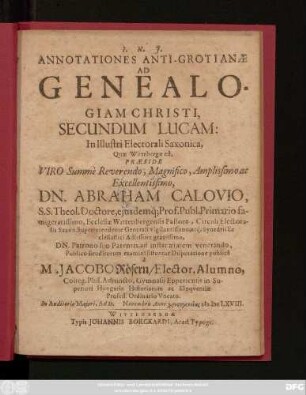 Annotationes Anti-Grotianae Ad Genealogiam Christi, Secundum Lucam