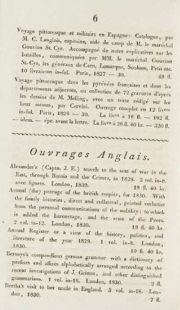 Ouvrages Anglais