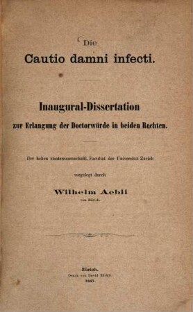 Die Cantio damni infecti
