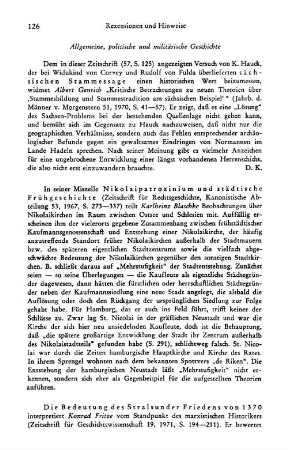 Rezensionen und Hinweise : Allgemeine, politische und militärische Geschichte