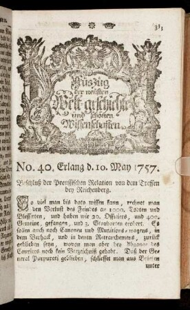 No. 40. Erlang d. 10. May 1757.