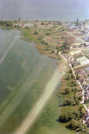 Reichenau: Insel Reichenau, von Westen, Festlanddamm