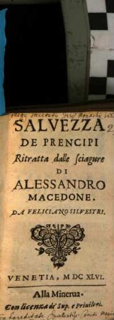 Salvezza de prencipi, ritratta dalle sciagure di Alessandro Macedone