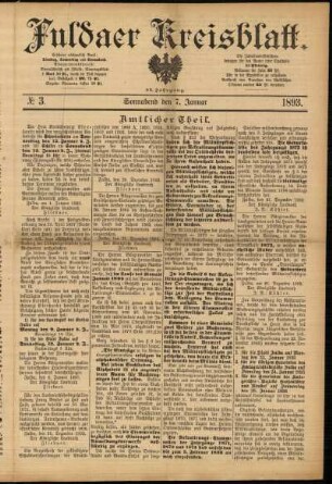 Erste Ausgabe vom Samstag, den 07. Januar 1893.