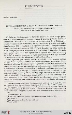 Tom 28: Płytka z Hüfingen z przedstawieniem Matki Boskiej : przyczynek do badań wczesnochrześcijańskich zapożyczeń ikonograficznych
