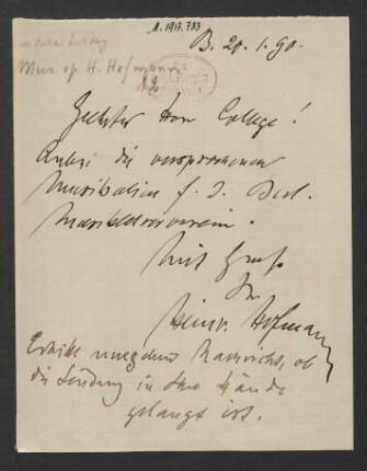 Brief an Oskar Eichberg : 20.01.1890