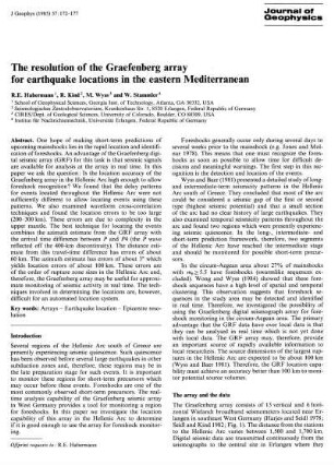 The resolution of the Graefenberg array for earthquake locations in the eastern Mediterranean
