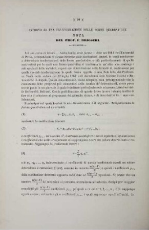 Intorno ad una trasformazione delle forme quadratiche.