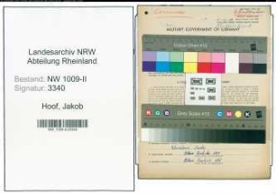 Entnazifizierung Jakob Van Hoof , geb. 16.04.1910 (Spediteur)