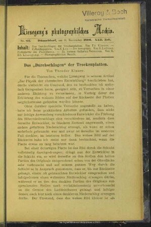 Das "Durchschlagen" der Trockenplatten