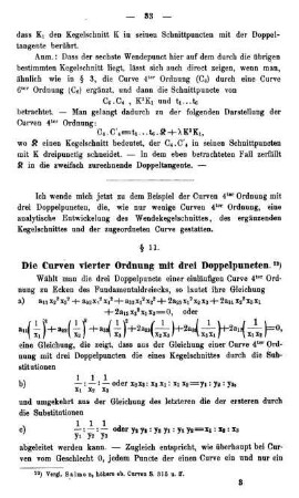 § 11. Die Curven vierter Ordnung mit drei Doppelpuncten.