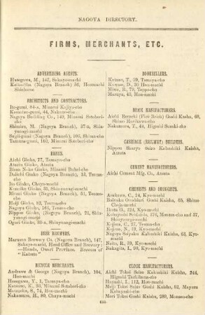 Firms, merchants, etc.