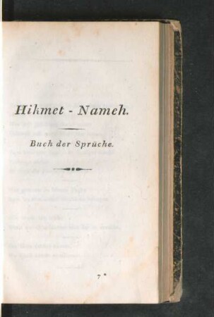 Hikmet - Nameh. Buch der Sprüche.