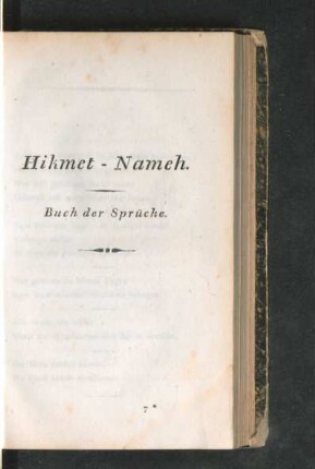 Hikmet - Nameh. Buch der Sprüche.